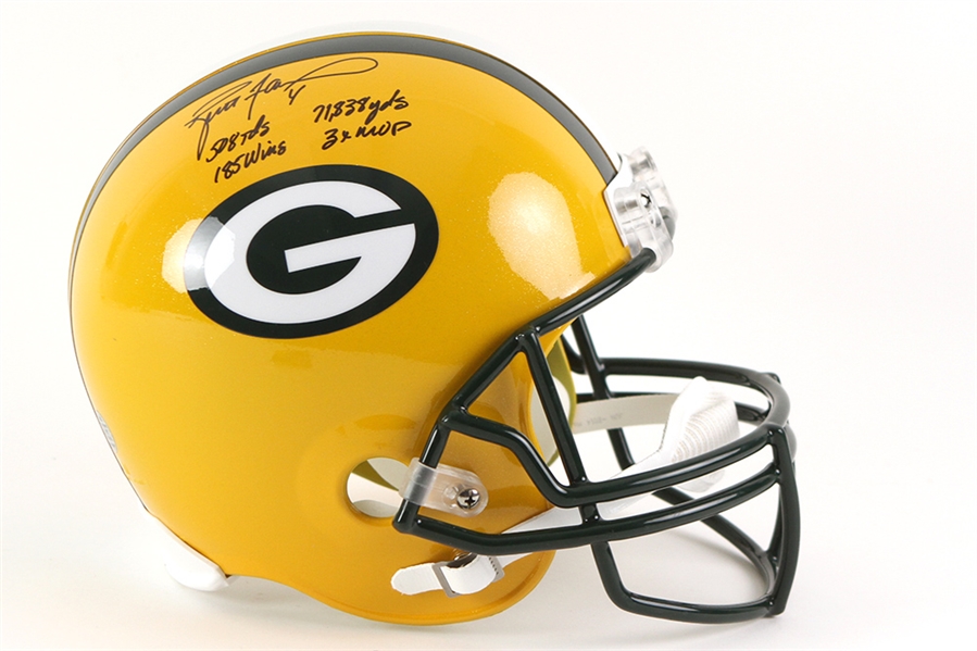 2010s Brett Favre Green Bay Packers Signed & Multi Inscribed Full Size Helmet (JSA)