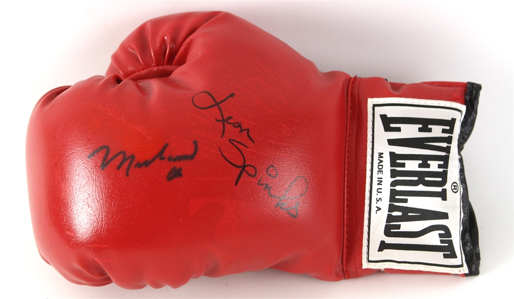 1990s Muhammad Ali Leon Spinks World Heavyweight Champions Dual Signed Everlast Boxing Glove (JSA)
