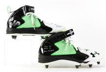 2016 (January 17) Russell Wilson Seattle Seahawks Signed Playoff Game Worn Under Armour Cleats (MEARS LOA/JSA)