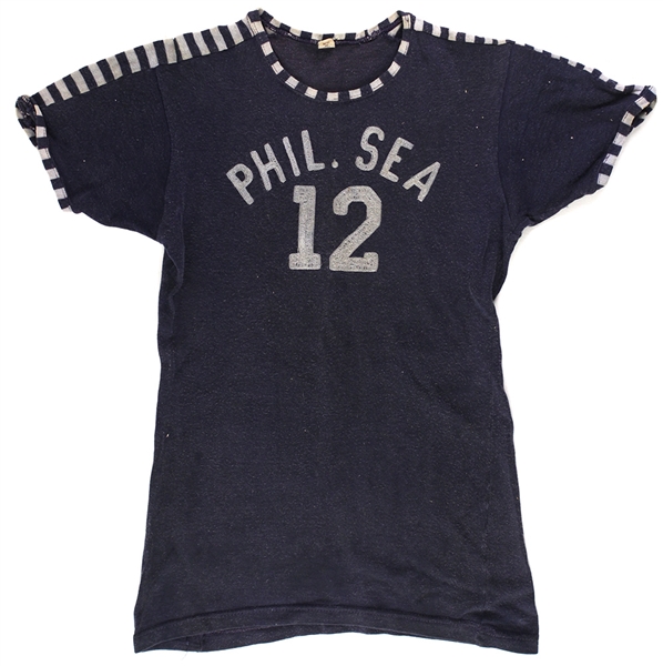 1940s-50s Phil. Sea #12 Game Worn Spanjian Sleeved Basketball Jersey (MEARS LOA)