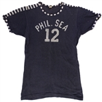 1940s-50s Phil. Sea #12 Game Worn Spanjian Sleeved Basketball Jersey (MEARS LOA)