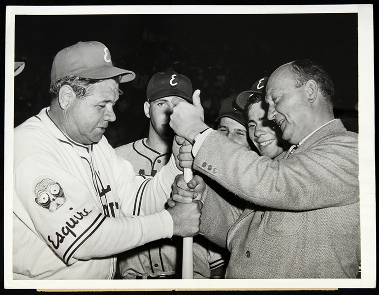 1945 Babe Ruth New York Yankees Ty Cobb Detroit Tigers East West Esquire Game 7x9 Wire Photo