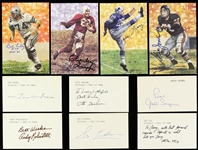 1970s-90s Football Hall of Fame Signed Index Cards & HOF Postcards - Lot of 19 w/ George Blanda, Red Grange, Bob Lilly, Gale Sayers & More (JSA)