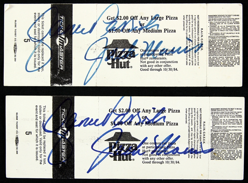 1984 (April 7) Jack Morris Lance Parrish Detroit Tigers Signed Comsikey Park Tickets - Lot of 2 (JSA) Morris Throws No Hitter