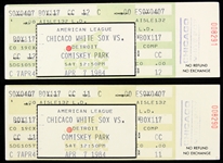 1984 (April 7) Jack Morris Lance Parrish Detroit Tigers Signed Comsikey Park Tickets - Lot of 2 (JSA) Morris Throws No Hitter