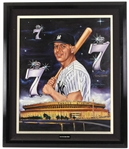 1986 Mickey Mantle New York Yankees Signed 32" x 38" Framed Robert Stephen Simon Lithograph (JSA)