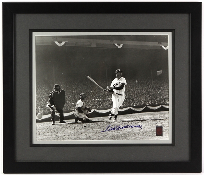 1990s Ted Williams Boston Red Sox Signed 25" x 29" Framed Photo (JSA)