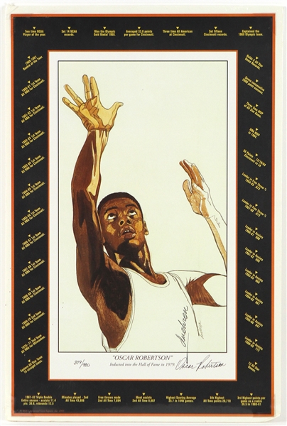  1995 Oscar Robertson Milwaukee Bucks Signed 15" x 24" Career Accomplishments Lithograph (JSA) 379/980