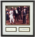 1995 Joe DiMaggio Cal Ripken Yankees/Orioles Signed 14" x 15" Framed Display (JSA)