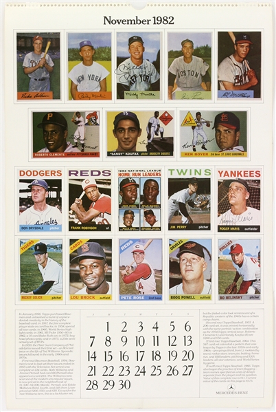 1982 Mickey Mantle Roger Maris New York Yankees Signed 14.5" x 22" Calendar Page (JSA)