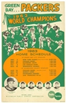 1963 Green Bay Packers 14" x 22" Schedule Broadside Featuring Vince Lombardi and the Coaching Staff