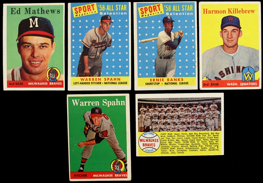 1958 Topps Baseball Trading Cards - Lot of 38 Cards