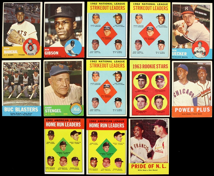 1963 Topps Basbeall Trading Cards - Lot of 150+ Cards