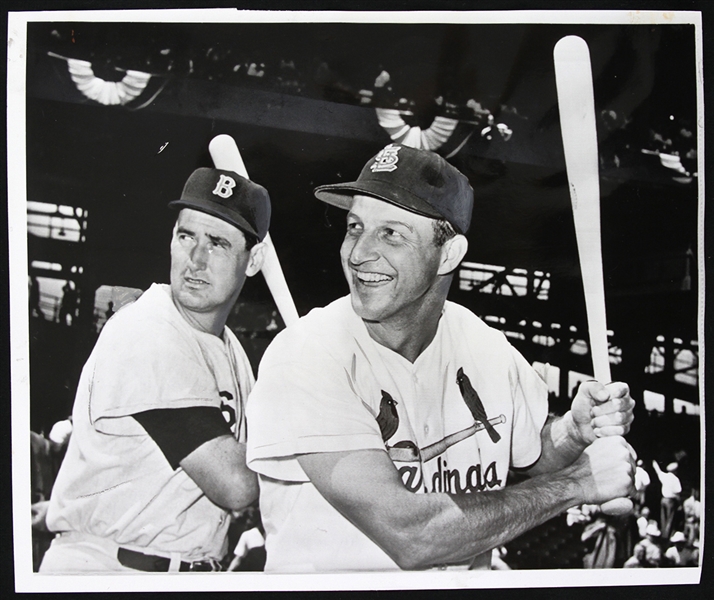1959 Ted Williams Stan Musial Red Sox/Cardinals 7" x 9" Original Photo