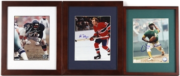 1980s-2000s Baseball Football Basketball Hockey Signed Photo Collection - Lot of 14 w/ 10 Framed Including Gordie Howe, Barry Sanders, Larry Bird & More (JSA)