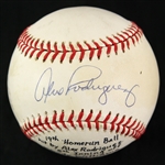 1999 (July 7th) Alex Rodriguez Seattle Mariners Game Used Homerun #125 Baseball (MEARS LOA/JSA)
