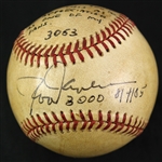 1985 (August 4th) Rod Carew California Angels Game Used #3,000 Hit Game Baseball (MEARS LOA/JSA)