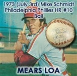 1973 (July 3rd) Mike Schmidt Philadelphia Phillies Game Used Homerun #10 Baseball (MEARS LOA/JSA)