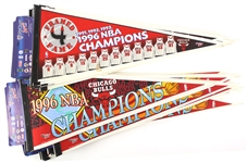 1980s-90s Full Size Pennant Collection - Lot of 85 w/ Chicago Bulls NBA Champions, Sosa/McGwire Doormat & More