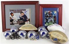 1980s-2000s Detroit Lions Detroit Tigers Signed Collection - Lot of 11 w/ Mini Helmets, Footballs & Framed Photos (JSA)