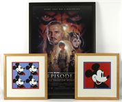 1980s-2000s Star Wars Walt Disney Coca Cola Memorabilia Collection - Lot of 6 w/ Framed Phatom Menace Poster, Framed Coca Cola Centennial Pin Series & More 
