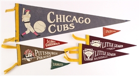 1940's-70's Baseball Football Basketball College Pennant Collection - Lot of 22 w/ Brooklyn Dodgers NL Champions, Soldier Field, NY Yankees/Giants & More 