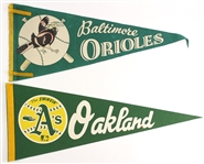 1940's-70's Baseball Football Basketball College Pennant Collection - Lot of 22 w/ Brooklyn Dodgers NL Champions, Soldier Field, NY Yankees/Giants & More 