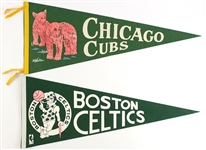 1940's-70's Baseball Football Basketball College Pennant Collection - Lot of 22 w/ Brooklyn Dodgers NL Champions, Soldier Field, NY Yankees/Giants & More 