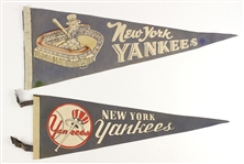 1940's-70's Baseball Football Basketball College Pennant Collection - Lot of 22 w/ Brooklyn Dodgers NL Champions, Soldier Field, NY Yankees/Giants & More 