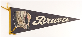1950's-60's Milwaukee Braves Pennant Collection - Lot of 10