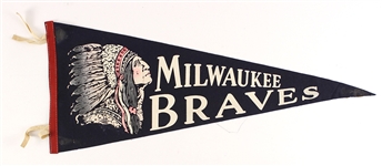 1950's-60's Milwaukee Braves Pennant Collection - Lot of 10