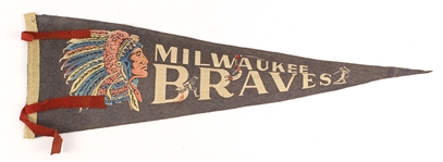 1950's-60's Milwaukee Braves Pennant Collection - Lot of 10