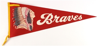 1950's-60's Milwaukee Braves Pennant Collection - Lot of 10