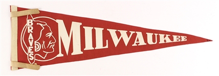 1950's-60's Milwaukee Braves Pennant Collection - Lot of 10
