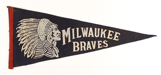 1950's-60's Milwaukee Braves Pennant Collection - Lot of 10
