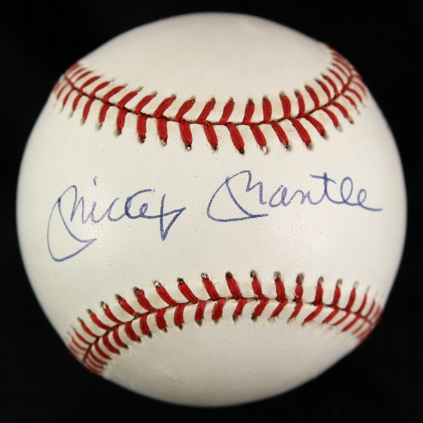 1990-92 Mickey Mantle New York Yankees Signed OAL Brown Baseball *JSA*