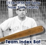 1934-36 Bill Terry New York Giants H&B Louisville Slugger Professional Model Team Index Game Used Bat (MEARS LOA)