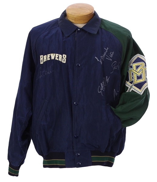 1995-97 Milwaukee Brewers Signed Dugout Jacket w/ 5 Signatures Including Gorman Thomas, Mike Matheny, Jeff Cirillo, Fernando Vina & Scott Karl (MEARS LOA/JSA)
