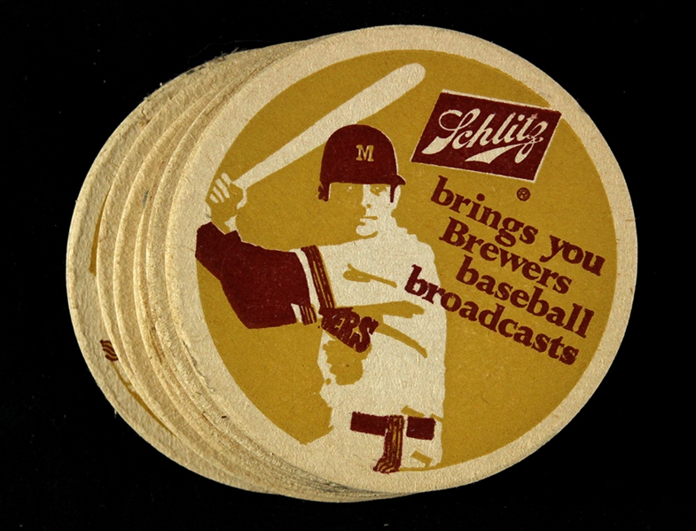 1970s Milwaukee Brewers Schlitz Beer 3.75” diameter Coasters (15)