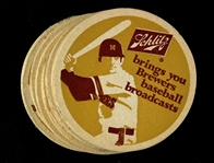 1970s Milwaukee Brewers Schlitz Beer 3.75” diameter Coasters (15)