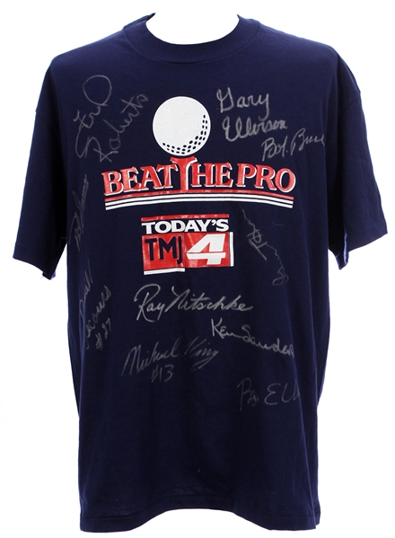 1990s Todays TMJ4 Beat The Pro Multi Signed Charity Golf T-Shirt w/ 10 Signatures Including Ray Nitschke, Bo Ellis, Gorman Thomas & More (JSA)