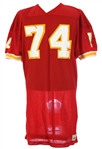 1980-83 Dino Mangiero Kansas City Chiefs Game Worn Home Jersey (MEARS LOA)