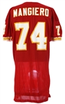 1980-83 Dino Mangiero Kansas City Chiefs Game Worn Home Jersey (MEARS LOA)