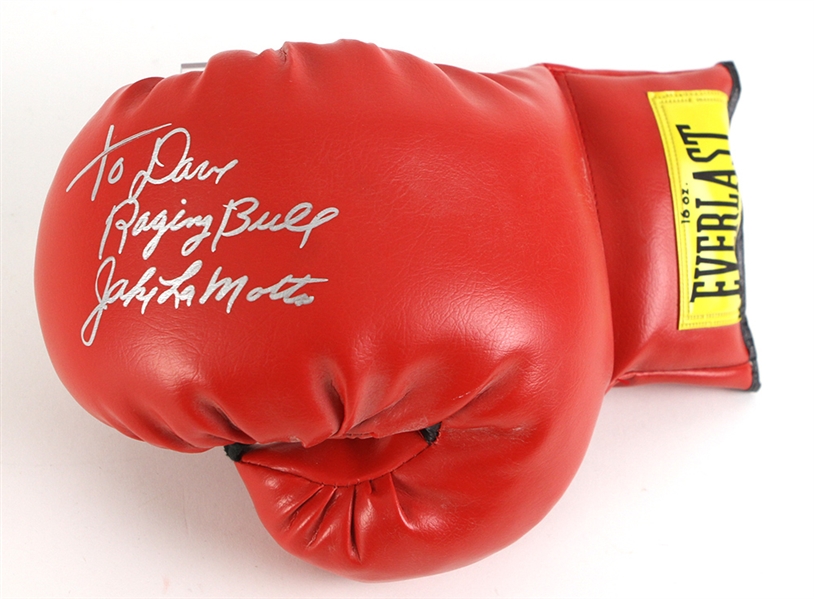 2000s Jake LaMotta "Raging Bull" World Middleweight Champion Signed Everlast Boxing Glove (JSA)