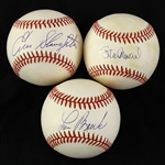1985-92 Stan Musial Enos Slaughter Lou Brock St. Louis Cardinals Signed Baseballs - Lot of 3 (JSA)