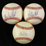 1985-92 Bobby Doerr Carlton Fisk Boston Red Sox Signed OAL Brown Baseballs - Lot of 3 (JSA)