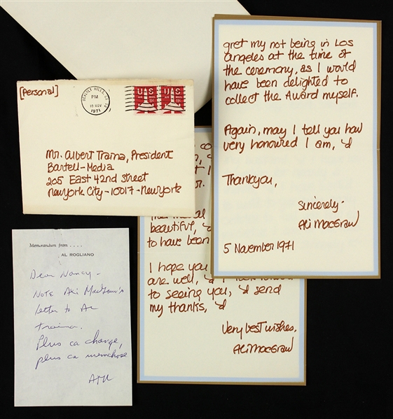 Ali MacGraw 6"x 9" Autographed Letters Signed (JSA)
