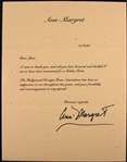 Ann-Margret 8"x 10" Typed Letter Signed (JSA)