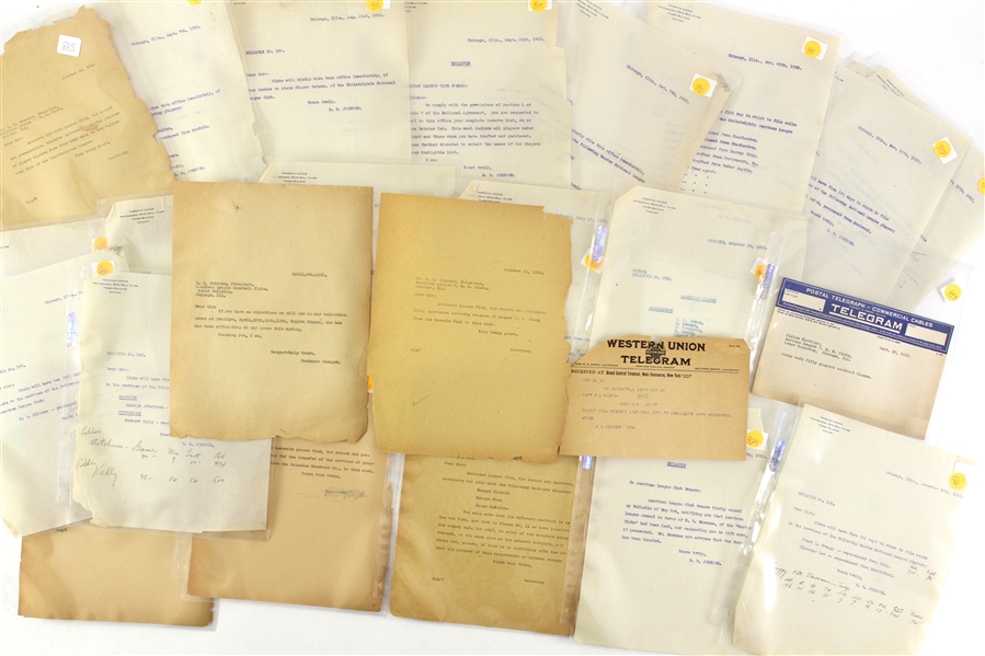 1915-20 Ban Johnson American League President Procedural Correspondence Collection - Lot of 25