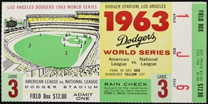 1963 Los Angeles Dodgers World Series Ticket Stub
